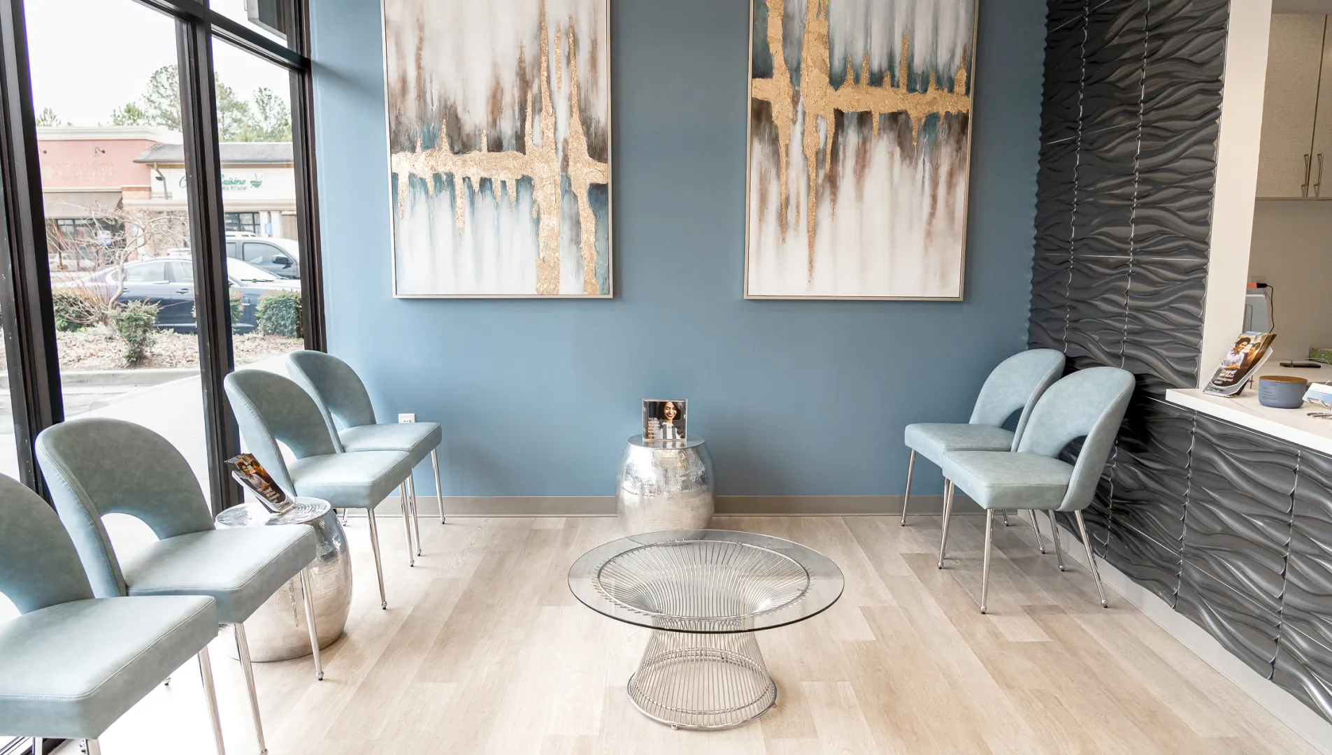 The bright, modern lobby at SkyeView Dental